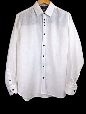Ameri Mode 100% Linen Shirt Button Up Sz S Coastal Beach Preppy Resortwear *READ